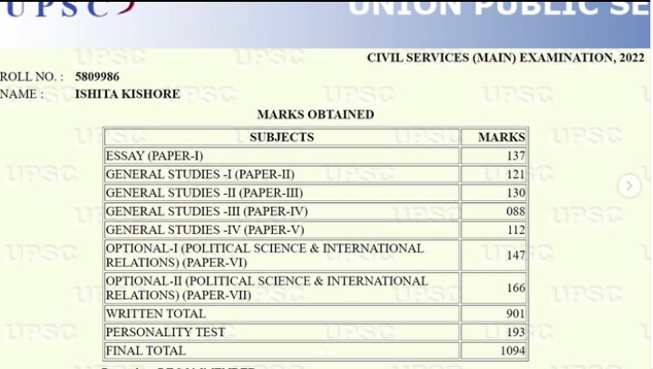 Ishita Kishore Rank-1: UPSC Civil services 2022-23